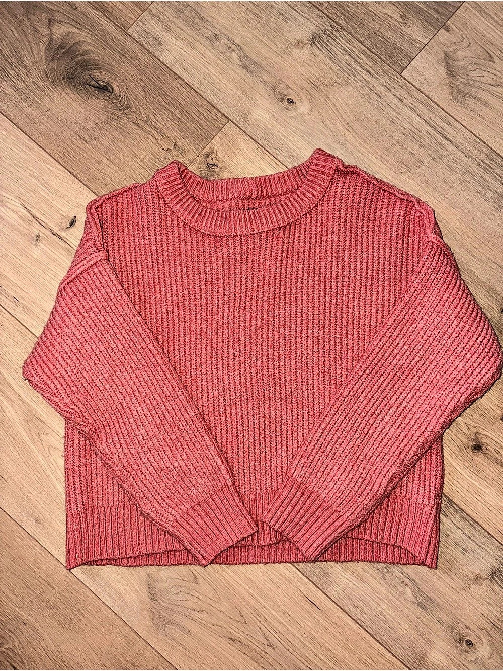 American Eagle Ribbed Crew Neck Sweater in Red Size Medium